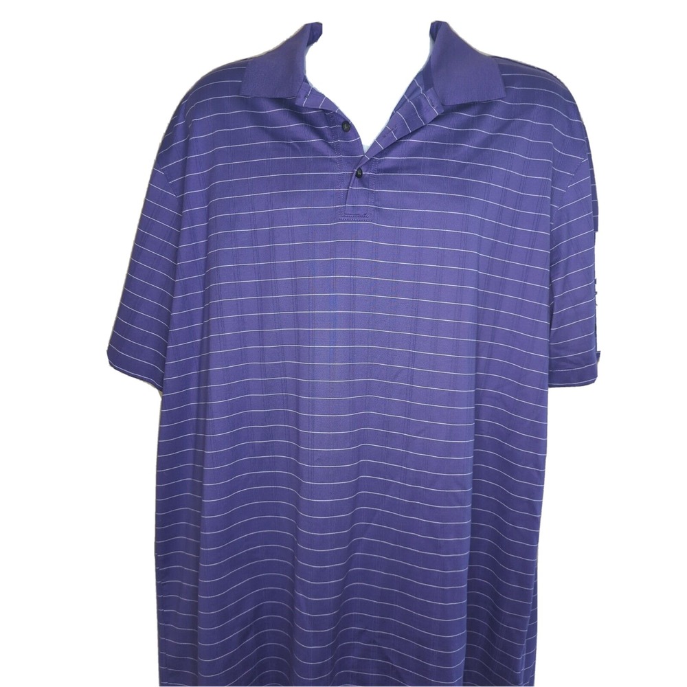 Nike Tiger Woods purple white stripes golf polo shirt 2XL Fit Dry cotton blend‎
